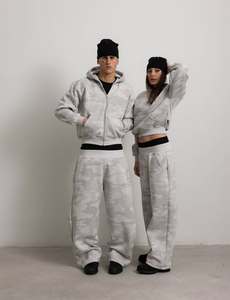 Tute Sportive Personalizzate in Cotone Pesante con Stampa Mimetica, Set Unisex <span class=keywords><strong>di</strong></span> 2 Pezzi con Felpa e Pantaloni, Produttore <span class=keywords><strong>di</strong></span> Completi Camouflage - Product Image 2