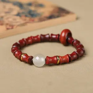 Bamboo joint DIY black sandalwood stone beads bracelet wooden stationery pear green sandalwood bracelet Buddha bead