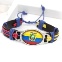233 pays/régions peuvent personnaliser les drapeaux nationaux, les promotions de la fête nationale, les cadeaux de bracelet en cuir à breloques rondes