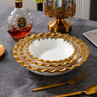 Ensemble de bols en céramique dorée moderne plaqué or vaisselle pour steak mariage fête école desserts bol de soleil