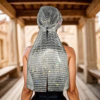 Élégant Voile de Mariée en Maille Ornée de Strass, Réseau à Cheveux Vintage Scintillant pour Mariages, Foulard Blanc