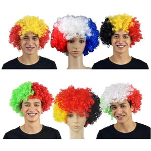 Perruques colorées à thème sportif pour les fans de la Coupe d'Europe de football, coiffure pour fête à thème sportif, accessoires moelleux pour adultes, couvre-cheveux explosif pour carnaval - Product Image 1