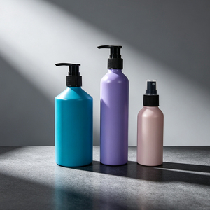 Bouteilles cosmétiques en aluminium vides de 100 ml à 330 ml avec <span class=keywords><strong>pompe</strong></span> pulvérisatrice pour <span class=keywords><strong>parfum</strong></span>, shampoing, soins corporels, emballage de liquides - Product Image 1