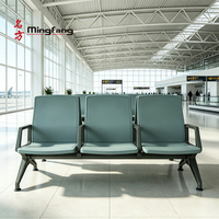 Banc d'attente commercial 3 places avec accoudoirs, robuste, écologique, en acier durable, pour clinique, banque, hall d'entrée