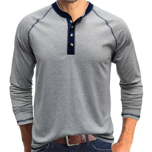 Magliette Henley da <span class=keywords><strong>uomo</strong></span> per autunno e inverno, T-shirt a maniche lunghe da <span class=keywords><strong>uomo</strong></span>, Magliette intime da esterno per il commercio estero - Product Image 6