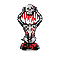 Grand ballon en aluminium 3D en forme de squelette homme debout, décoration de fond pour fête d'Halloween, ballons citrouille debout pour Halloween