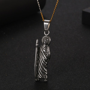 European American Style <b>Titanium</b> Steel Necklace Deity Pendant Vintage Virgin Mary Accessory SP902 Unisex Gift - Product Image 3