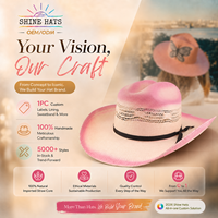 Chapeau de paille vintage rose ombré Shinehats OEM 2026 pour femme, style sombrero, chapeau de cowboy/cowgirl occidental avec bande, idéal pour l'été et la plage