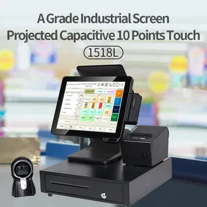 Pos Machine Supermarket 15Inch 9.7 Inch Dual Screen Point Of Sale All In 1 Pos Machine