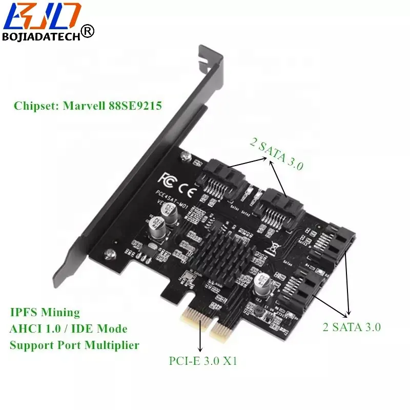 4 SATA 3.0 SATA3 7Pin Connector to PCI Express X1 PCI-E 1X Expansion Riser Card for IPFS Hard Disk Drive