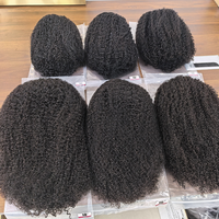 Nueva Peluca Larga de Media Cabeza, Color Natural, Cabello Virgen Rizado 4B 4C, 3 en 1, Sin Pegamento, con Encaje Frontal, Gorra Pequeña