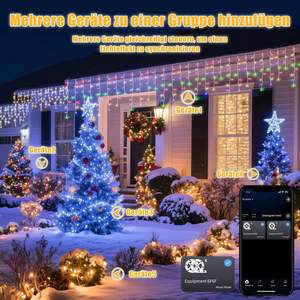 Guirlandes lumineuses LED en forme <span class=keywords><strong>de</strong></span> glaçons, application et télécommande, étanches IP44, 17 modes, minuterie pour salon, mariage, fête <span class=keywords><strong>de</strong></span> <span class=keywords><strong>Noël</strong></span>, Halloween - Product Image 6