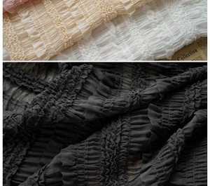 Multicolore plissettato estate stretch <span class=keywords><strong>chiffon</strong></span> camicia tessuto in legno orecchio ricamo tessuto per cuscino a righe panno decorativo - Product Image 6