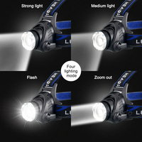 Lampe frontale rechargeable USB super lumineuse, zoomable, lampe de sécurité, lampe frontale de camping avec LED, lampe frontale LED au lithium 18650