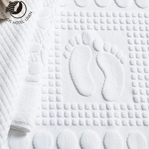 Tapis de bain d'hôtel blanc 100% coton tissé jacquard 50*80CM, serviette de sol à séchage rapide - Product Image 6