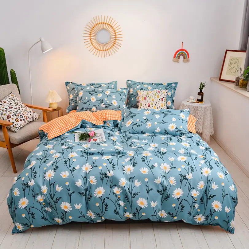 Ensemble de housse de couette en tissu microfibre, de haute qualité, sans rides, drap de lit, taie d'oreiller 3 pièces