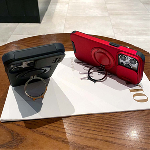 เคสโทรศัพท์แบบวงแหวนหมุนได้ 360 องศา พร้อมเลนส์กล้องแบบเลื่อน สำหรับ iPhone 17 Pro Max 16 15 14 13 12 11 Plus สีส้ม พร้อมขาตั้ง - Product Image 6