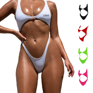 Set di costumi da bagno Bikini a vita alta con Logo personalizzato per ragazze Sexy Sexy uno pezzo senza schienale costumi da bagno per le donne - Product Image 1