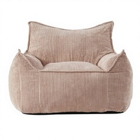 Fauteuil pouf rectangulaire géant en velours côtelé au design artistique, avec accoudoirs, garnissage inclus, durable, ergonomique, lavable, pour adultes et adolescents