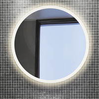 Espejo de Baño LED Redondo Inteligente para Hogar y Hotel, con Luz Regulable, Función Antivaho, Bluetooth, Espejo de Vanidad Montado en la Pared
