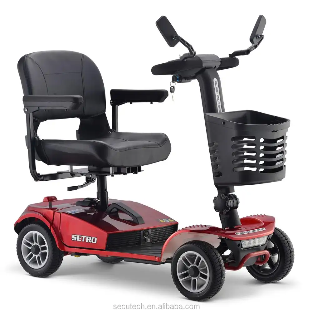 Scooter électrique pliable à 4 roues pour personnes âgées, pour personnes en cours ou handicapés, avec panier, exportation