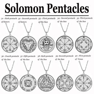 Collier Jupiter, sceau de Salomon, pentacles de Jupiter, Mars, Mercure, Lune, Saturne, Soleil, Vénus, talisman, pendentif, collier en acier inoxydable - Product Image 4