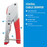 Alicates de Compresión para Cable Coaxial RG59 RG6, Herramienta de Compresión para Conectores Coaxiales Tipo F