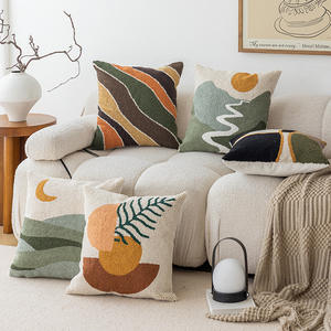 Nordic Abstract Geometric <b>Cushion</b> Cover Square Embroidered Polyester Cotton Pillowcase For Home Decor Living Room Bedroom - Product Image 4