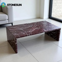 Table basse en marbre rouge Rosa Levanto, prix d'usine StoneSun, style moderne, pierre naturelle, pour salon, chambre à coucher
