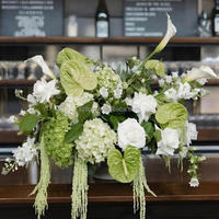 Bouquet de fleurs artificielles blanches et vertes en gros pour mariage, centre de table, arrangement floral décoratif