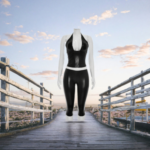 Ensemble court tendance sexy avec logo personnalisé pour l'été 2026 – Collant de jogging décontracté à col halter pour femme, respirant et écologique - Product Image 3
