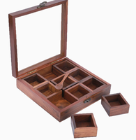 Boîte à épices en bois écologique à 9 compartiments, organisateur de cuisine multifonctionnel personnalisable avec couvercle pour usage domestique