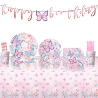 Assiettes en papier jetables personnalisées sur le thème du papillon rose Vaisselle de première qualité pour les fêtes d'anniversaire