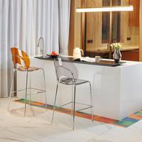 Tabouret de bar élégant à hauteur de comptoir, tabouret de bar en acrylique avec pieds en métal pour la décoration de bar à domicile et de restaurant