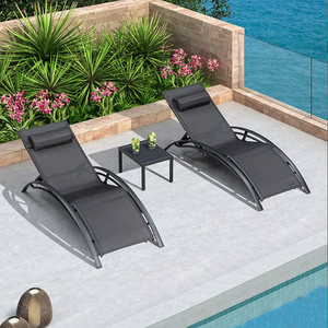 Ensemble de chaises longues de patio modernes toutes saisons, 2 fauteuils inclinables réglables avec petite table d'appoint pour <span class=keywords><strong>jardin</strong></span>, balcon, piscine, villa - Product Image 2