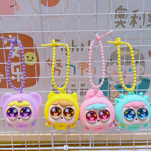 Llavero de Muñeca Bebé de Ojos Grandes, Juguete Sensorial de PVC Blando, Juguete Antiestrés de Dibujos Animados, Regalo para Aliviar el Estrés - Product Image 5