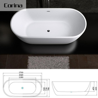 Baignoire autoportante ronde en acrylique mat de luxe moderne, prix OEM