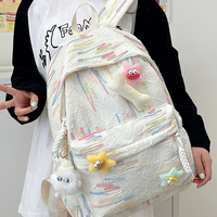 Sac à dos de voyage et scolaire unisexe décontracté bicolore en nylon beige-gris géométrique avec fermeture éclair antivol, 36-56L, plusieurs poches
