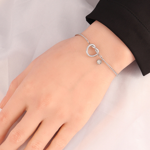 Gelang rantai wanita, tahan air perhiasan Fashion gelang rantai berlapis emas 18k baja tahan karat zirkon Valentine simpul hati hadiah - Product Image 3