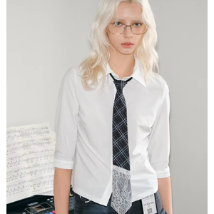 Weiche Designer-Krawatte mit Spitzen- und Karomuster für Frauen im Lazy-Style, Pure Desire Style, Süße und Coole Krawatte - Product Image 1