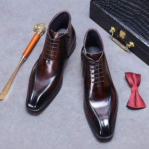 British Leather Martin <b>Boots</b> - Trendy Business Formal Leather <b>Boots</b>, Pointed Toe, Zipper, High-top, Leather Shoes, Short <b>Boots</b> - Product Image 4