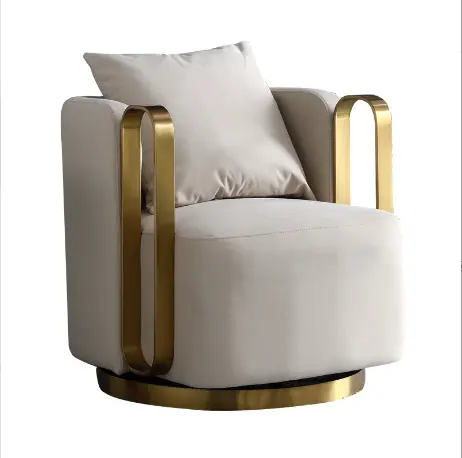 Silla de sofá con acento de metal italiano refinado, ideal para espacios habitables, balcones, vestíbulos de hoteles y reuniones informales