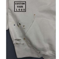 Sweat-shirt à capuche surdimensionné personnalisé avec logo, effet délavé et salissures de peinture, style streetwear vintage, vente en gros