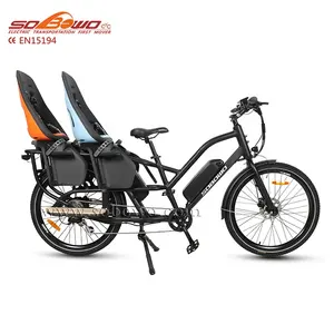 SOBOWO ODM Ebike中国工厂48v 500w 750w货运电动自行车，带双14ah锂电池ebike，带两个婴儿座椅