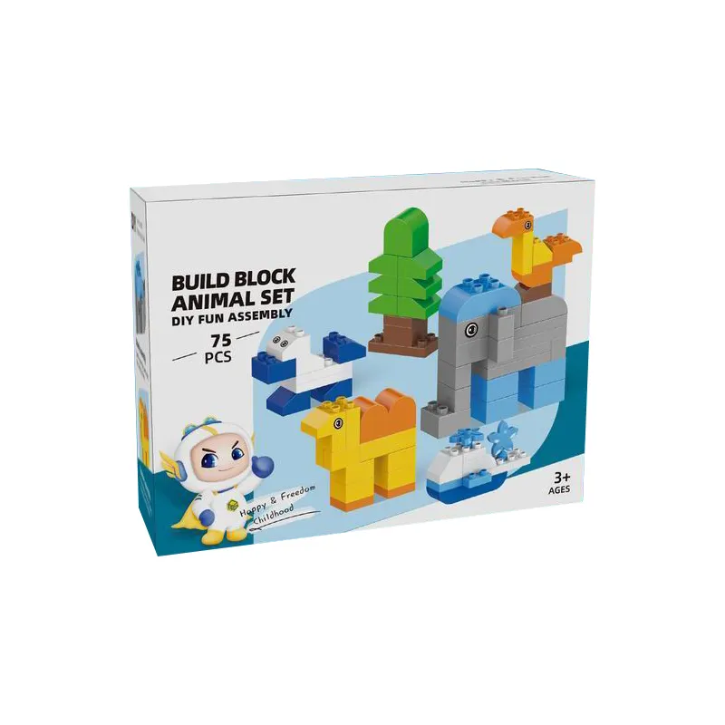 Interesting 75pcs children education 6 types plastic building blocks animals toy diy assemble puzzle block game for gifts