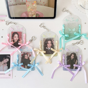 <span class=keywords><strong>Kawaii</strong></span> 3-Zoll Transparente PVC-Flügel-Kartenhalter DIY Schleifenband Geu-Ka Hülle für Studentenausweis & Busfahrkarte mit Dekorativem Band - Product Image 5
