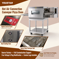 Four à pizza commercial à convoyeur, type convection à air chaud, avec fenêtre en verre pour la cuisson de pizzas, ailes de poulet, steaks et burgers