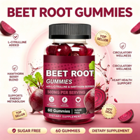 Gummies d'extrait de betterave OEM très vendues pour adultes, stimulant d'oxyde nitrique avec L-citrulline pour la santé cardiaque et l'augmentation de l'énergie