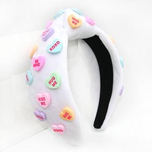 Shenglan 화이트 머리띠 발렌타인 데이 아기 소녀 머리띠 포옹 날 XOXO 하트 머리띠 휴일 십대 매듭 머리띠 휴일 - Product Image 2
