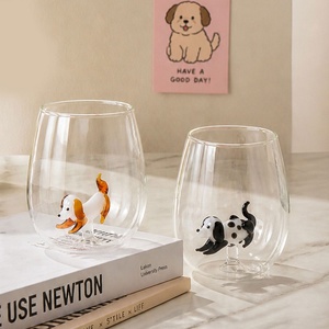 3 Boyutlu Sevimli Köpek Figürlü Yüksek Borosilikat Cam Bardak, El Yapımı Şeffaf Cam Su Bardağı, Meyve Suyu, Şarap, İçecek, Ev Dekorasyonu, Hediye - Product Image 4